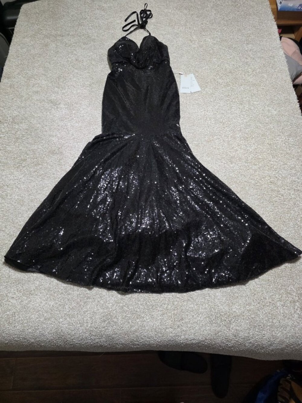 Baby Online Dress Youth Black Sequin Halter Top Dress Size Small